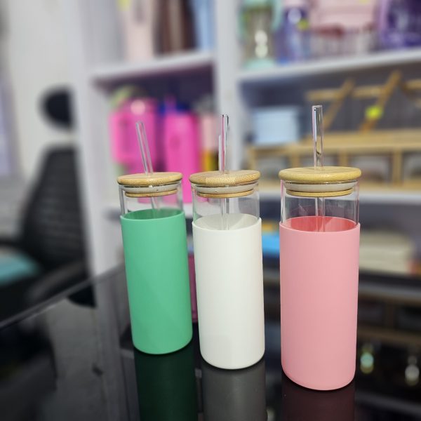 00398 silicone band glass cup