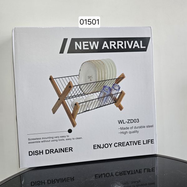 01501 dish rack metal and wood