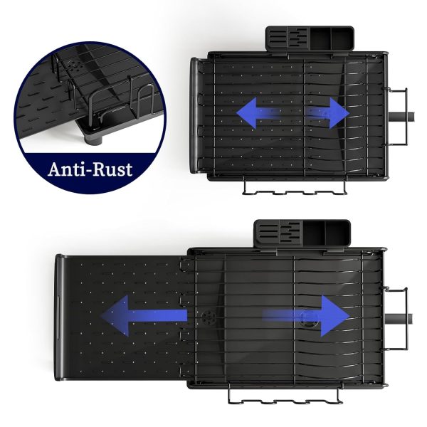 01609 1 layer expandable dish rack with glass hanger mzy1052