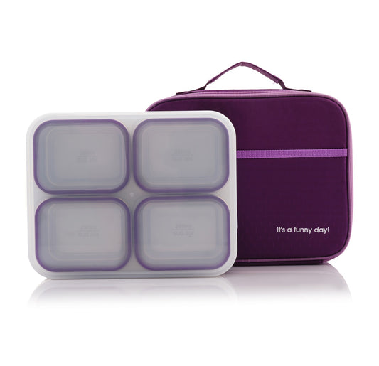 01209 4 portioned lunchbowl in purple/green bag equal