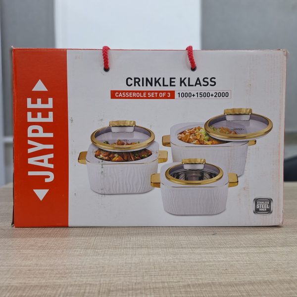 01702 3set jaypee crinkle klass food warmer