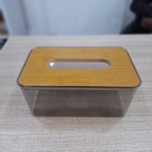 01849 tissue box with wooden lid