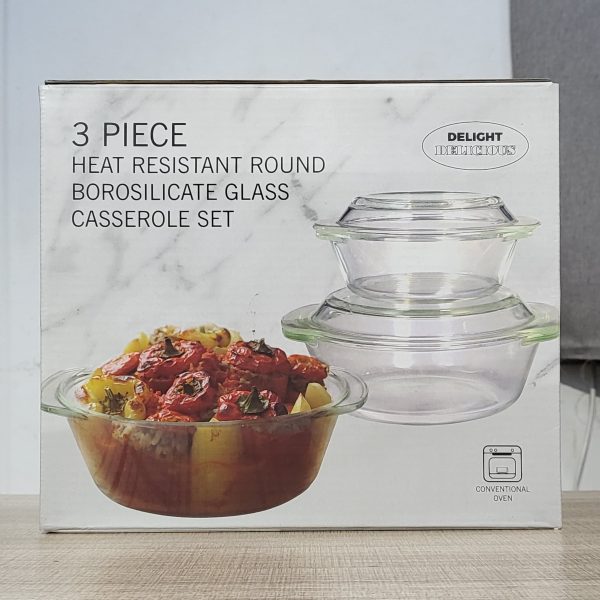 01892 3pcs borosilicate pyrex bowls plain