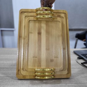 01891 3pcs rectangular wooden trays flat