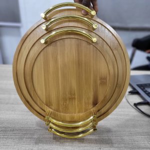 01890 3pcs round wooden trays