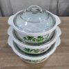 01884 3pcs opal pyrex bowls knobbed cover
