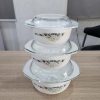 01885 3pcs opal pyrex bowls flat cover