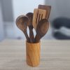 01968 6pcs wooden ladles with stand