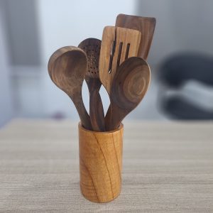 01968 6pcs wooden ladles with stand