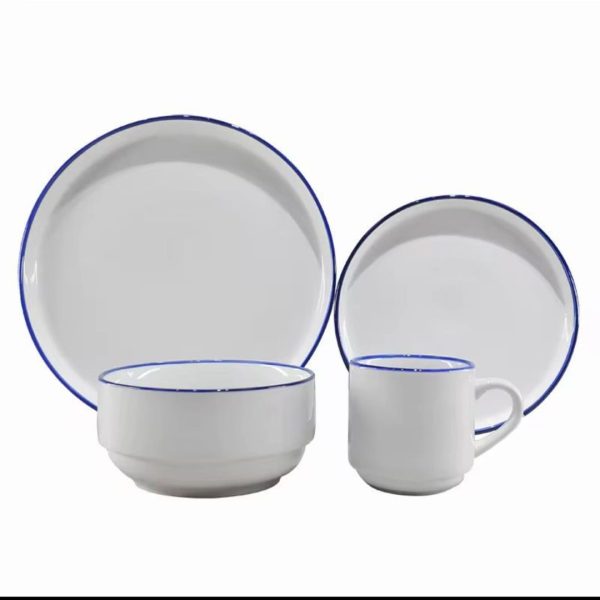 02013 16pcs dinner set blue rim