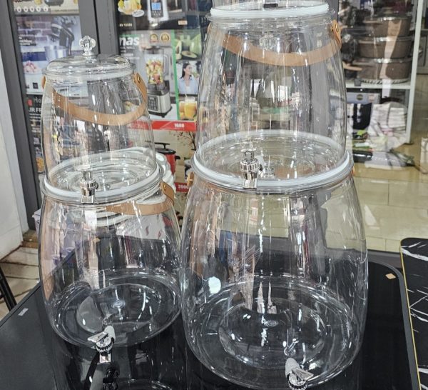 01563 3 set leather handle acrylic juice dispenser