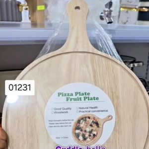 01231 round wooden pizza/fruit board