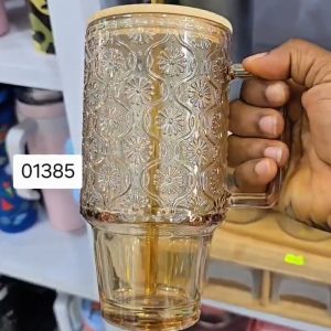 01385 brown glass mug good moments