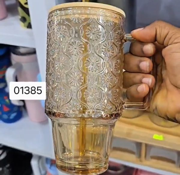 01385 brown glass mug good moments
