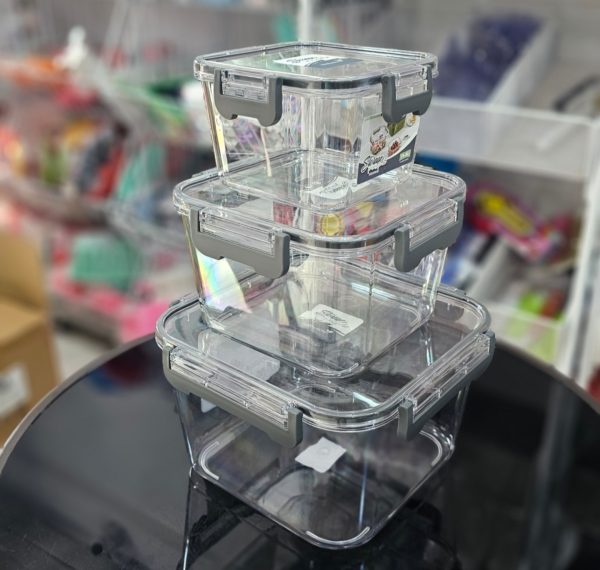 01419 3pcs square tingli storage containers