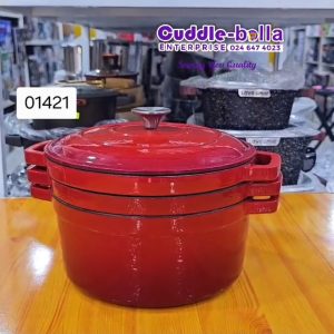 01421 3 set castiron cookware stackable