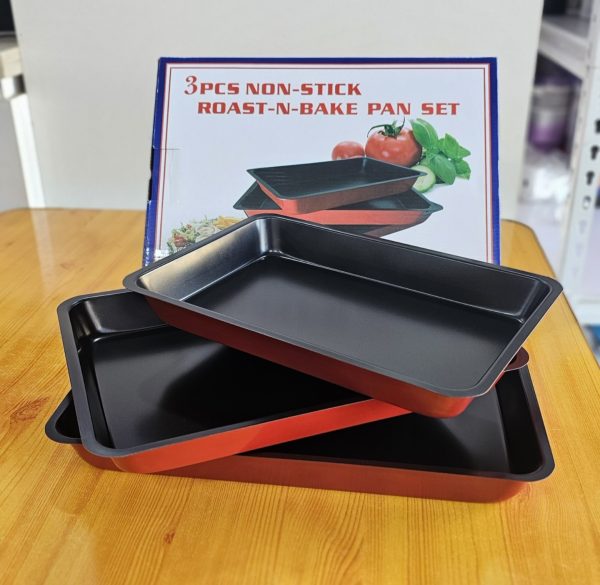 01896 3pcs nonstick bake and roast pan set