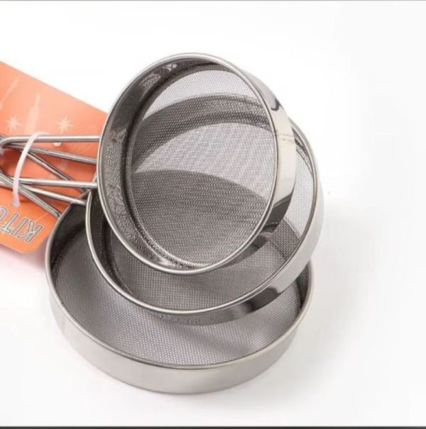 02079 3pcs strainers flat bottom small