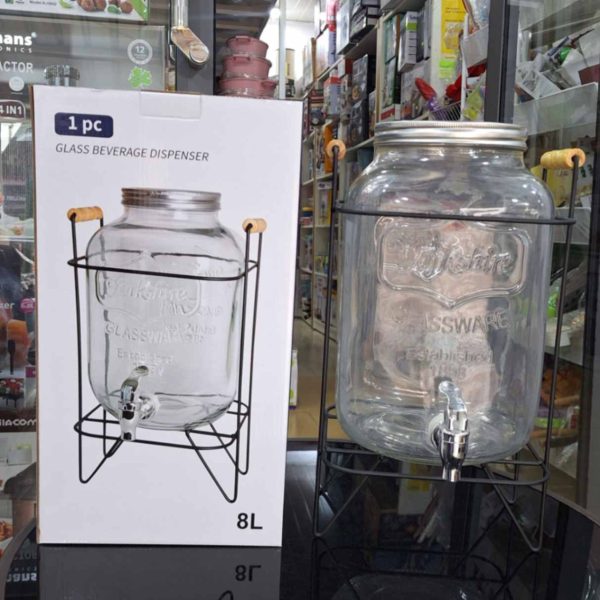 00441 8l single glass juice dispenser on metal rack