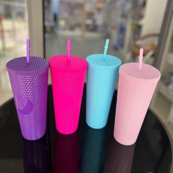 00411 1l plastic long cup with straw
