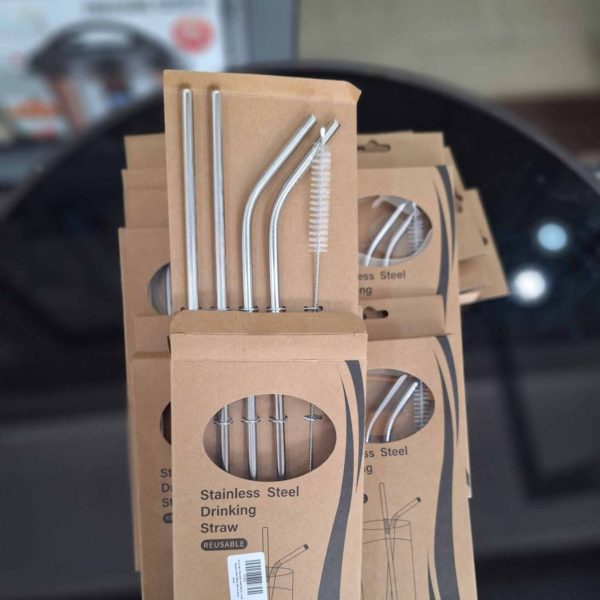 00438 silver small stainless straw set