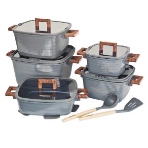 morden luxury 15 piece set striped square aluminum die cast non stick silicone glass soup pot marble granite kitchenware.jpg